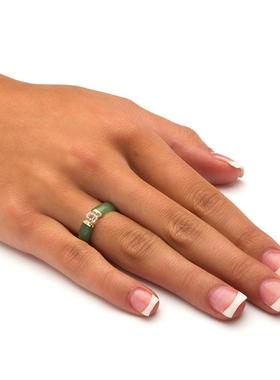 美国代购翡翠10k黄金镶嵌托帕石