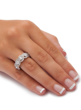 立方氧化锆银镀铂金女士结婚戒指