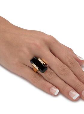 玛瑙立方氧化锆925银镀18k戒指