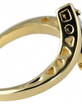 黑色玛瑙黄铜镀金复古女士戒指