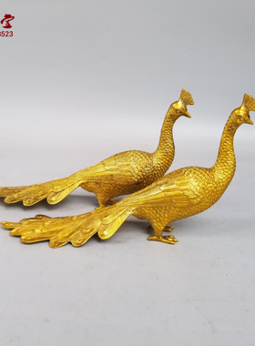 黄铜孔雀风水纳福新婚礼物工艺品