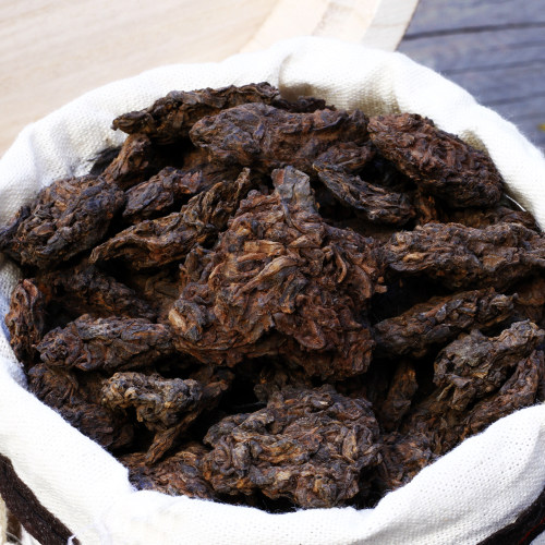 600g 木桶陈年老茶头 秀沏散茶化石碎银子普洱茶熟茶 熟茶叶礼盒 - 图1