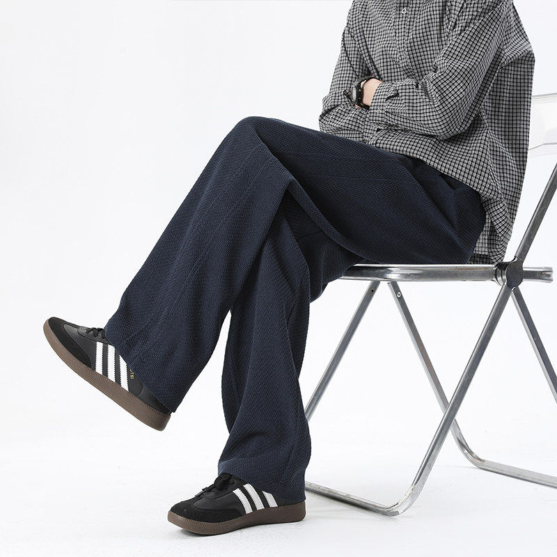 MY春季新款简约风休闲宽松大码直筒裤男士斜纹百搭阔腿抽绳长裤子,淘宝优惠券,粉丝福利购,淘宝优惠卷