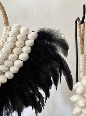 黑曜手工羽毛贝壳装饰摆件