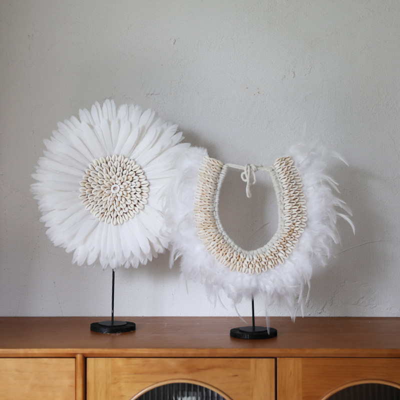 浣纱。北欧风手工羽毛贝壳摆件客厅床头柜民宿样板房桌面摆件装饰,淘宝优惠券,粉丝福利购,淘宝优惠卷
