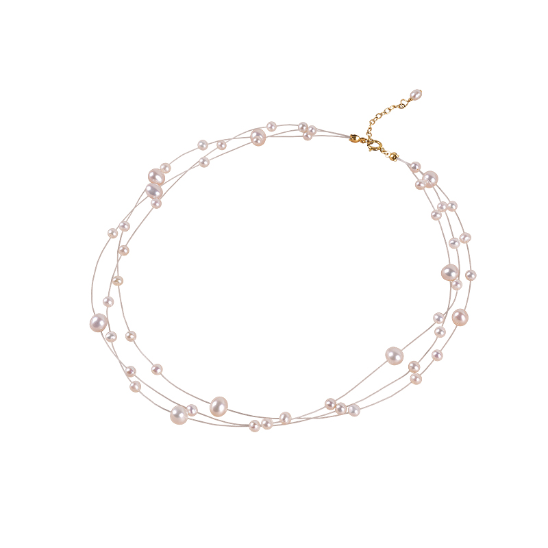 丹姐饰品天然淡水珍珠项链时尚透明鱼线小香风锁骨链925纯银XL148 - 图3