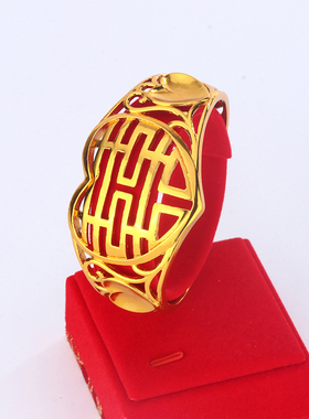 沙金双喜套装新娘金婚庆24k镀金仿金手镯黄金婚嫁项链三金首饰