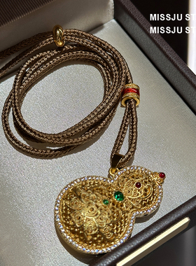 大葫芦福禄吊坠项链新中式国风古法彩葫芦吊坠女款挂件毛衣链礼物