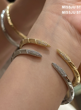 金银两色钉子手环满钻手镯送礼物情侣手镯高版本奢窄版满天星蛇形