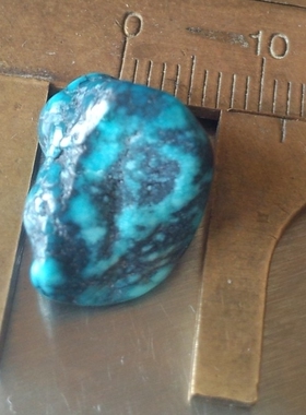 原矿 绿松石 月儿潭 乌蓝花 随型 戒面 15*12*10