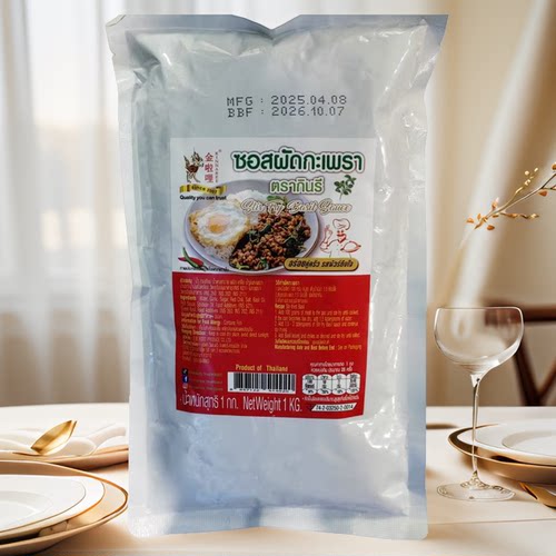 泰国调料LOBO嘎泡九层塔拌饭酱辣炒甜罗勒叶泰式打抛饭酱料商用 - 图0