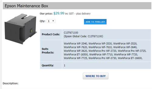 适用爱普生EPSON WF3620 WF3640 WF7110 WF7610 废墨仓维护箱 - 图1