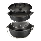 Campingmoon Campingmoon Outdoor Открытый лагерь чугунный голландский горшок с портативной жареной жареной горшок Три куски и горшок на гриле