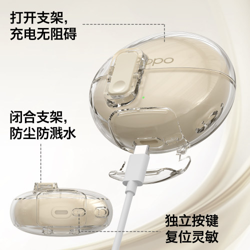 适用OPPO Enco Clip2耳机保护壳Air5 Pro防摔耳机套Air4 Pro锁扣开关耳机壳X3手机支架耳机壳Free4透明耳机壳 - 图2