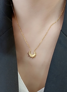 法式几何18k金叠戴钛钢ins锁骨链