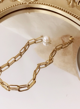 天然巴洛克珍珠手链ins小众18k