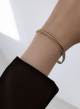 欧美法式高级感链条女金ins小众