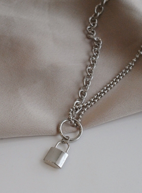 欧美ins潮街头嘻哈锁女吊坠项链