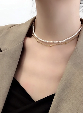 小金豆钛钢项链女ins金色高级感