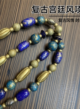 中古vintage项链女款复古宫廷风项链 赛璐璐