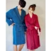 2018 mùa thu mới Hàn Quốc Dongdaemun mua sắm Lunaluz màu đơn giản áo choàng lụa dài tay áo choàng đôi - Night Robe