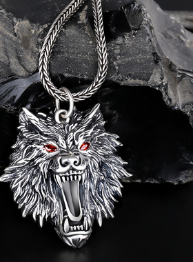 吊坠狼牙霸气泰银潮男同款项链