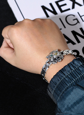 虎头手表带男霸气纯银手链
