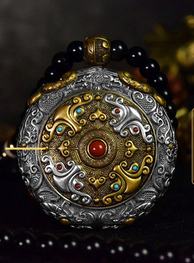 手绘饕餮吊坠纯银绿度母沉香天珠