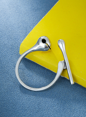 可敲功德解压木鱼纯银戒指饰品