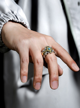 925纯银十字花戒指金刚杵复古