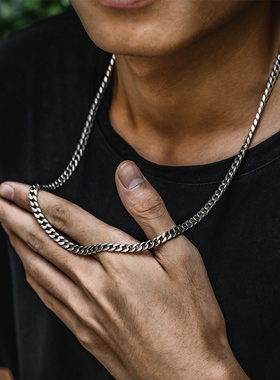 s925纯银古巴项链男生百搭