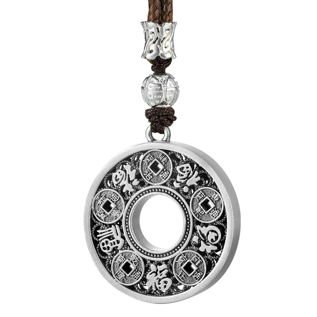 Ancient Five Emperors Money Pendant Pure Silver Blessing and Peace Buckle
