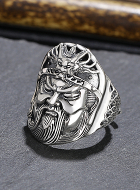 关公纯银戒指男士关羽送男友国潮