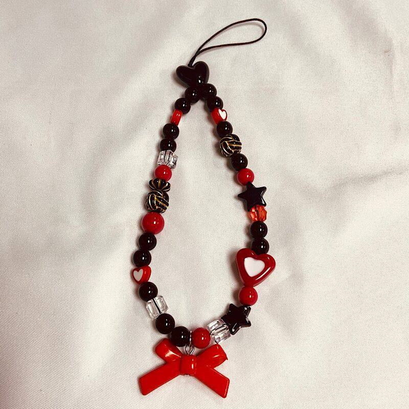 手工ins风串珠手机链简约爱心蝴蝶结手机挂绳ccd相机书包百搭链条,淘宝优惠券,粉丝福利购,淘宝优惠卷