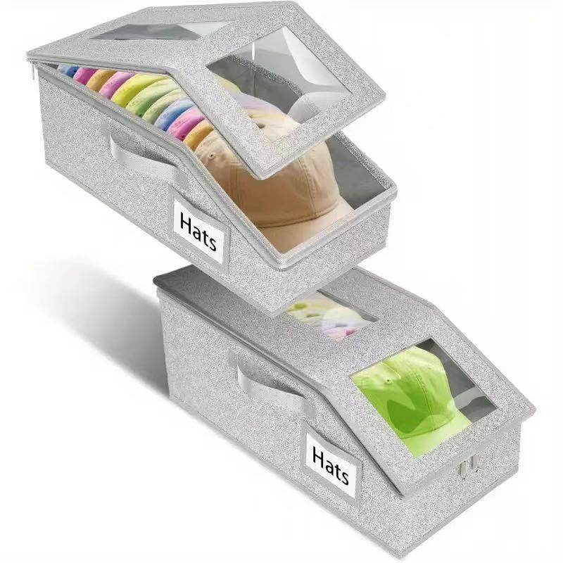 跨境帽子收纳盒拉链盒帽子防尘收纳盒大容量可堆叠棒球帽储物盒,淘宝优惠券,粉丝福利购,淘宝优惠卷