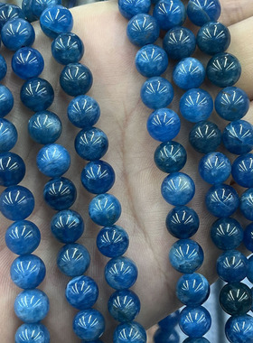 天然水晶蓝磷灰石圆珠diy手串