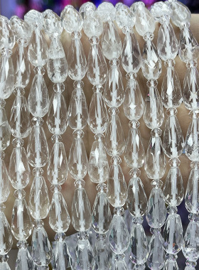 天然白水晶水滴sl项链diy散珠