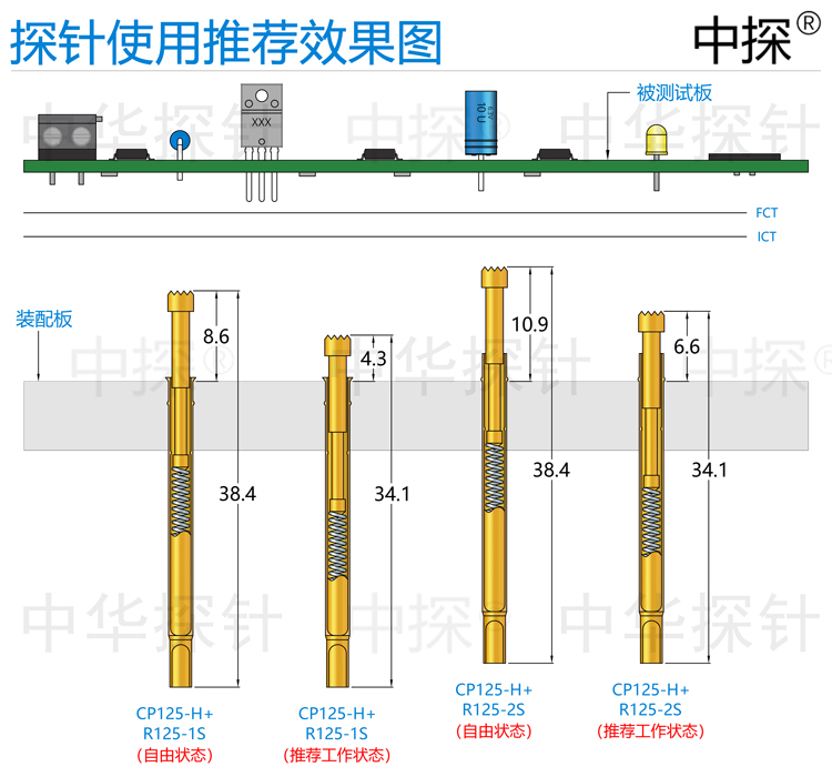 中探 CP-125 P-125探针 针轴采用硬质磷铜或铍铜镀硬镍或硬金 - 图3