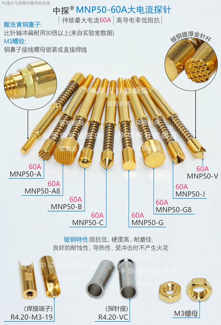 供应中探针品牌 MNP50-A MNP50-B MNP-50G米思米替代品 60A探针-图1