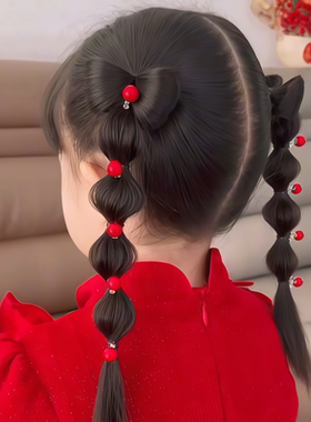 儿童红色珍珠小抓夹女童新年发饰小女孩过年编发发夹小发扣迷你