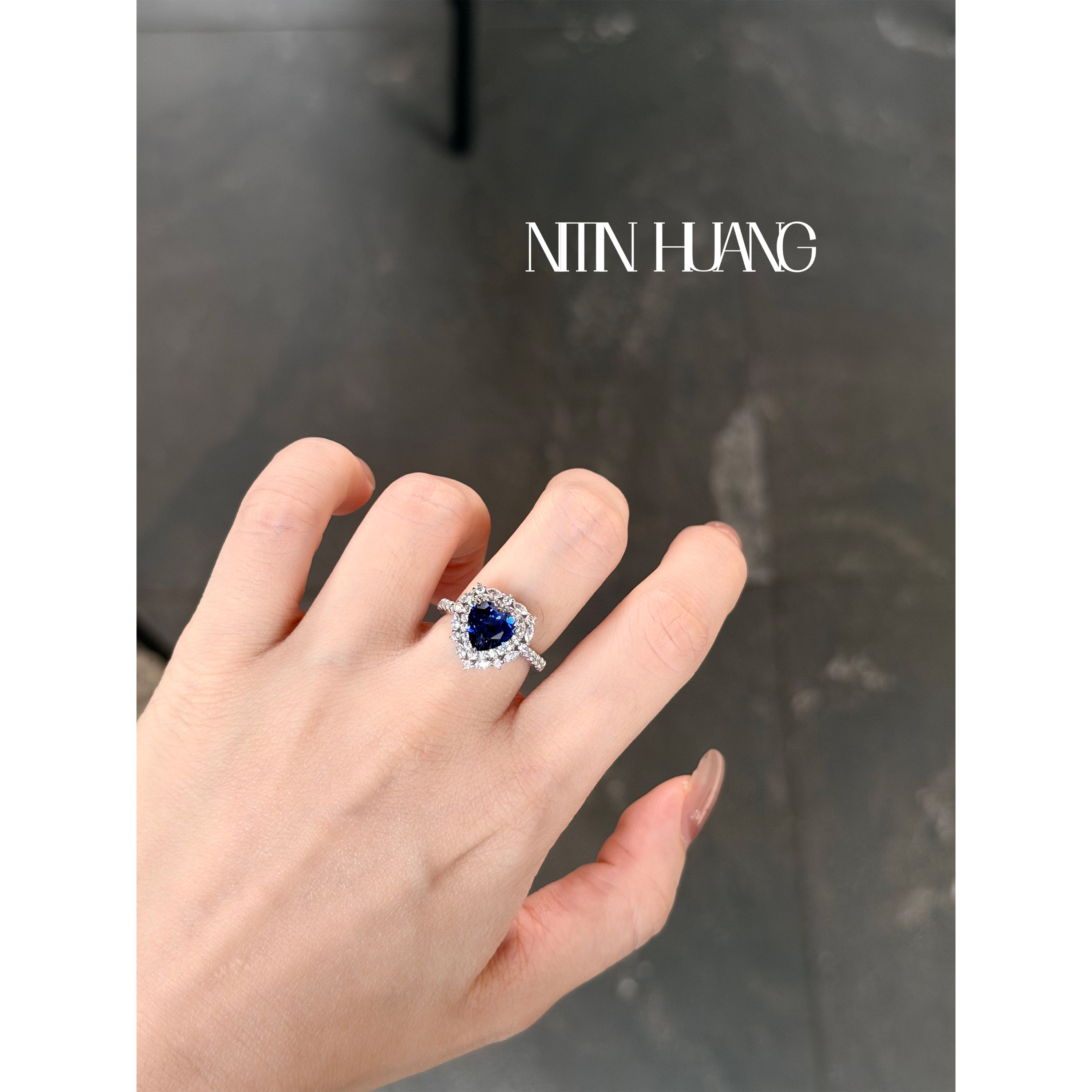 Cultured Sapphire Heart Ring 2ct