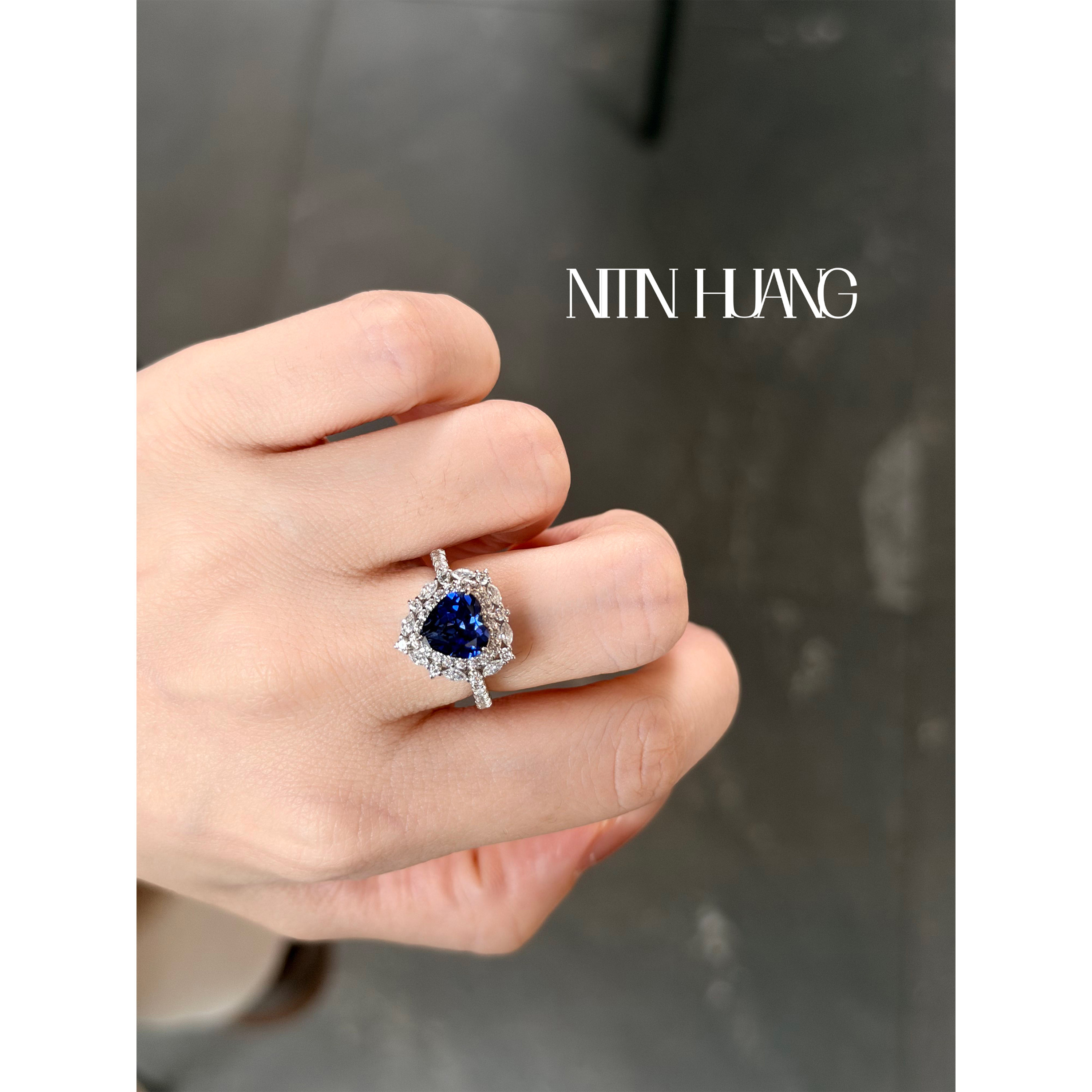 Cultured Sapphire Heart Ring 2ct
