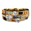 NITIN HUANG925 silver rectangular right angle flat red blue green nano retro ins trend female ring