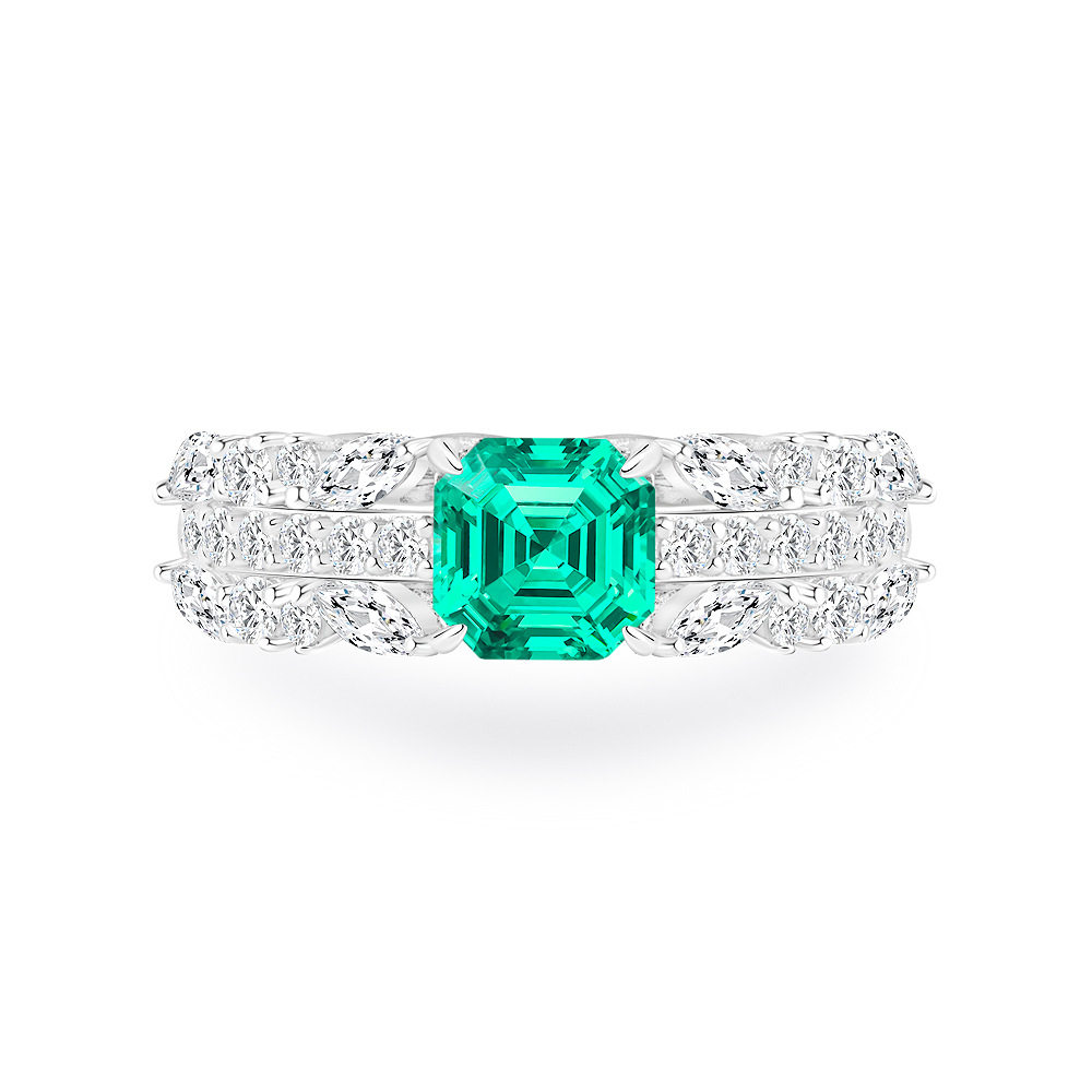 Sterling Silver Wooden Emerald Ring