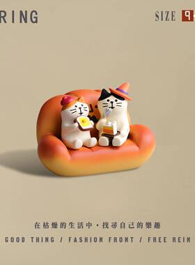 日系zakka桌面微观猫食玩创意树脂摆件饰品礼物解压治愈装饰品