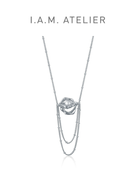 IAM ATELIER官方店 珍珠短款毛衣链女复古秋冬简约小行星项链女