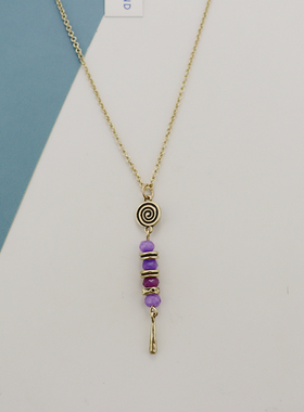 LK欧美紫色吊坠项链精致气质优雅时尚百搭个性简约vintage