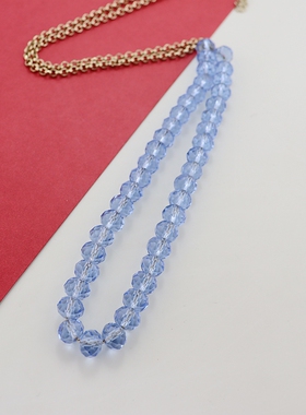 欧美蓝色水晶珠项链时尚百搭个性项链