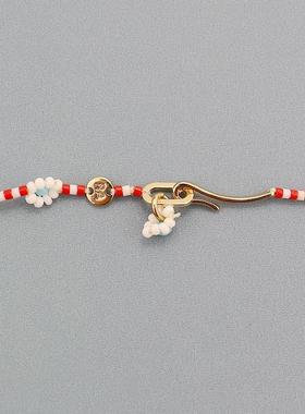 RA白色雏菊红白色管珠米珠短款项链混搭百搭女士