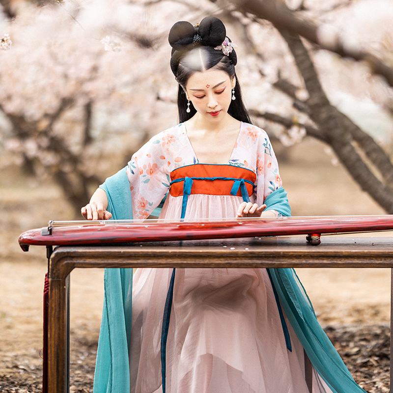 【惜花谣】原创唐制汉服齐胸襦裙改良女春夏汉元素连衣裙仙气裙子-图1